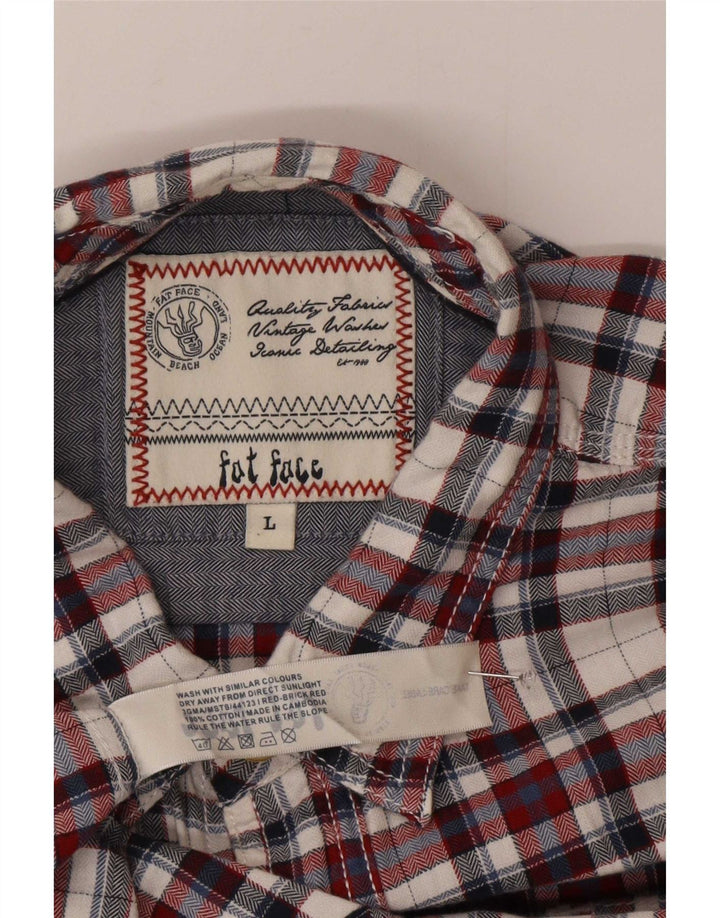 Fat Face Mens Flannel Shirt Large Red Check Cotton