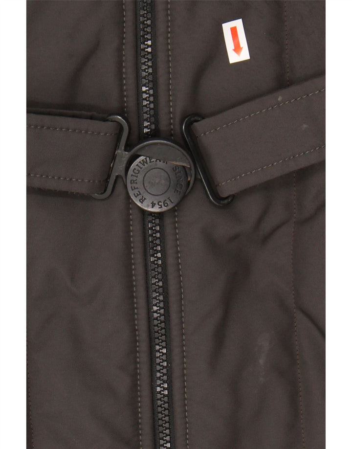 Refrigiwear Womens Hooded Padded Coat IT 46 Large Khaki Nylon