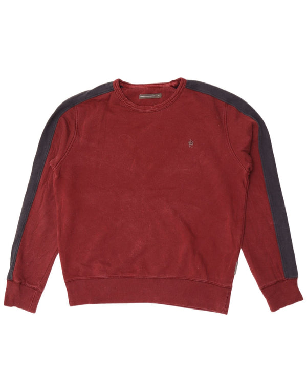 French Connection Mens Sweatshirt Jumper Medium Maroon Colourblock Cotton
