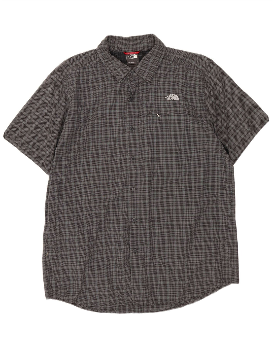 THE NORTH FACE Mens Short Sleeve Shirt XL Grey Check Nylon