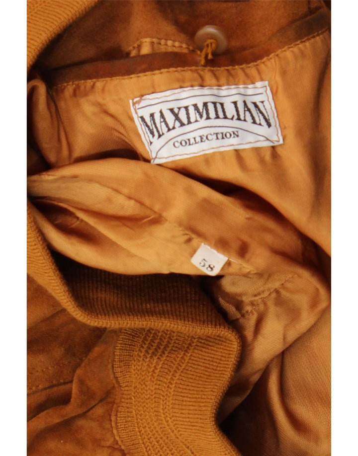 Maxi Milian Mens Suede Bomber Jacket IT 58 4XL Brown