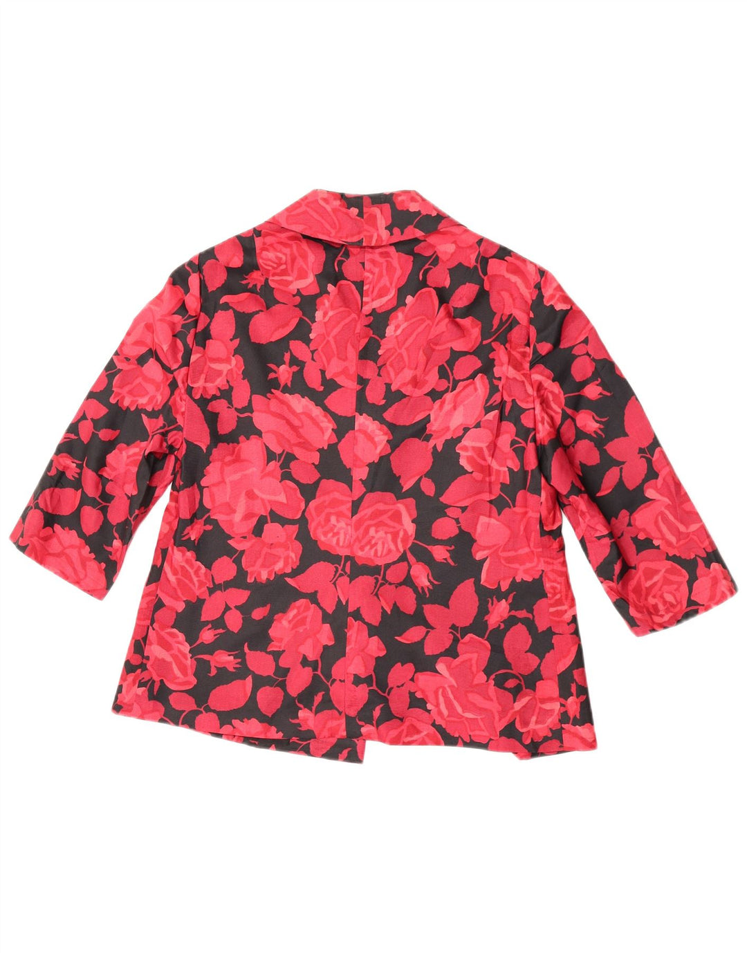 Vintage Womens 3/4 Sleeve 2 Button Blazer Jacket UK 14 Medium Red Floral