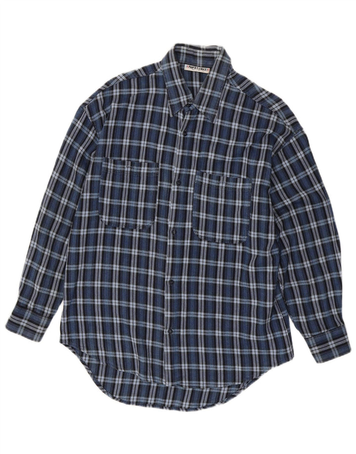 Enara Camice Mens Flannel Shirt Small Blue Check Cotton