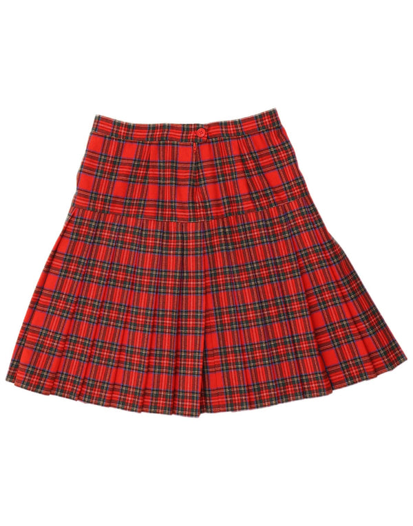 Vintage Womens Pleated Skirt W28 Medium Red Check
