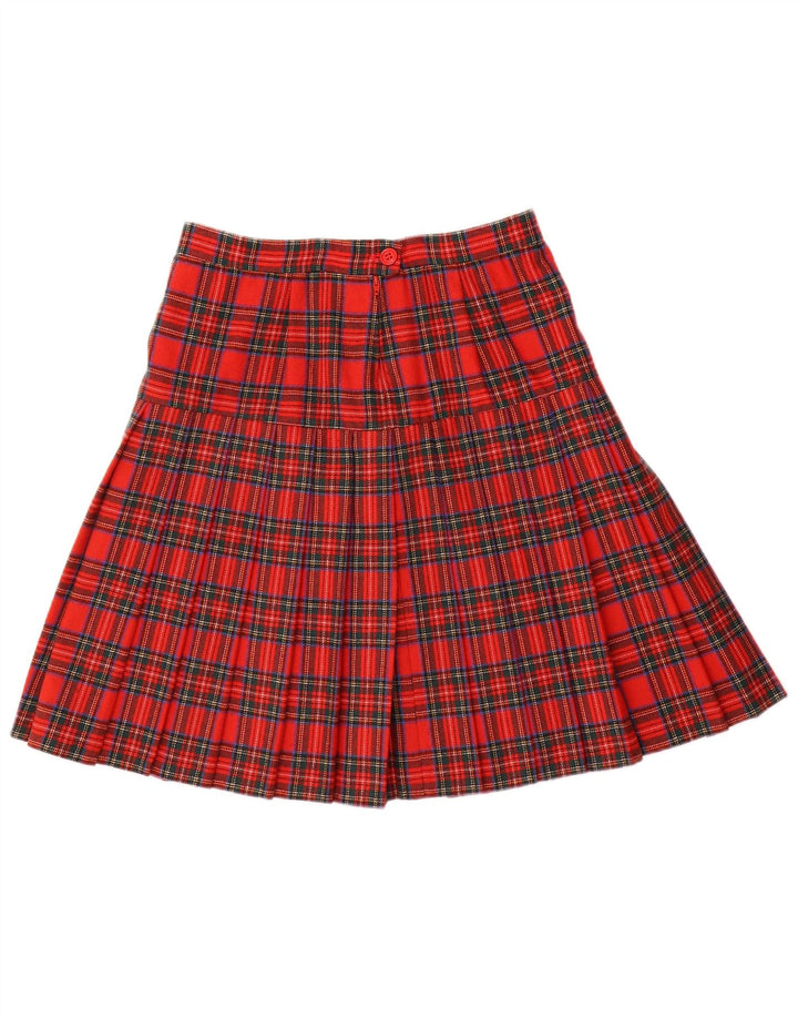 Vintage Womens Pleated Skirt W28 Medium Red Check