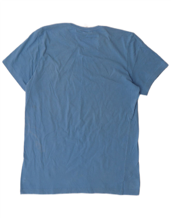 ADIDAS Mens Graphic T-Shirt Top Medium Blue Cotton
