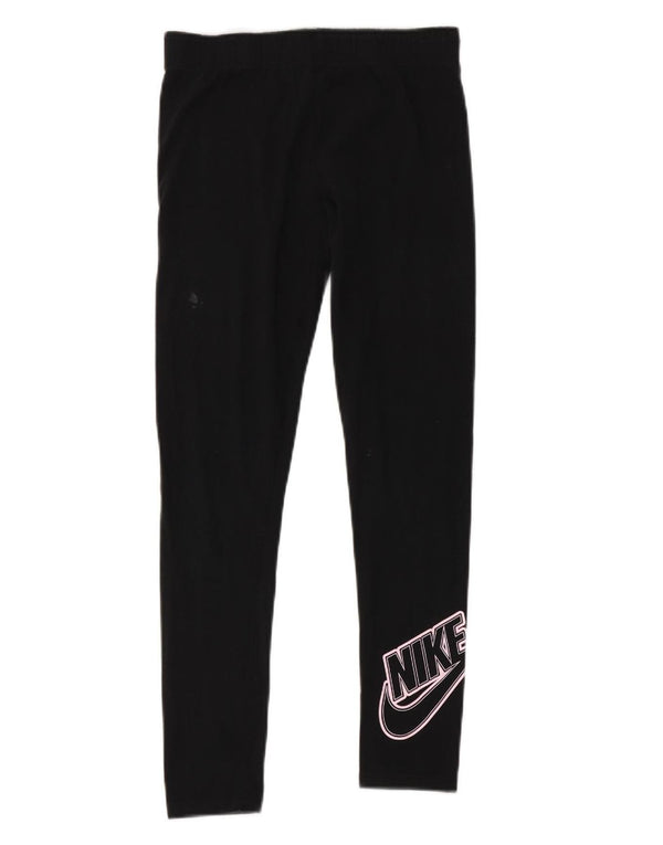 NIKE Girls Graphic Leggings 13-14 Years XL Black Cotton