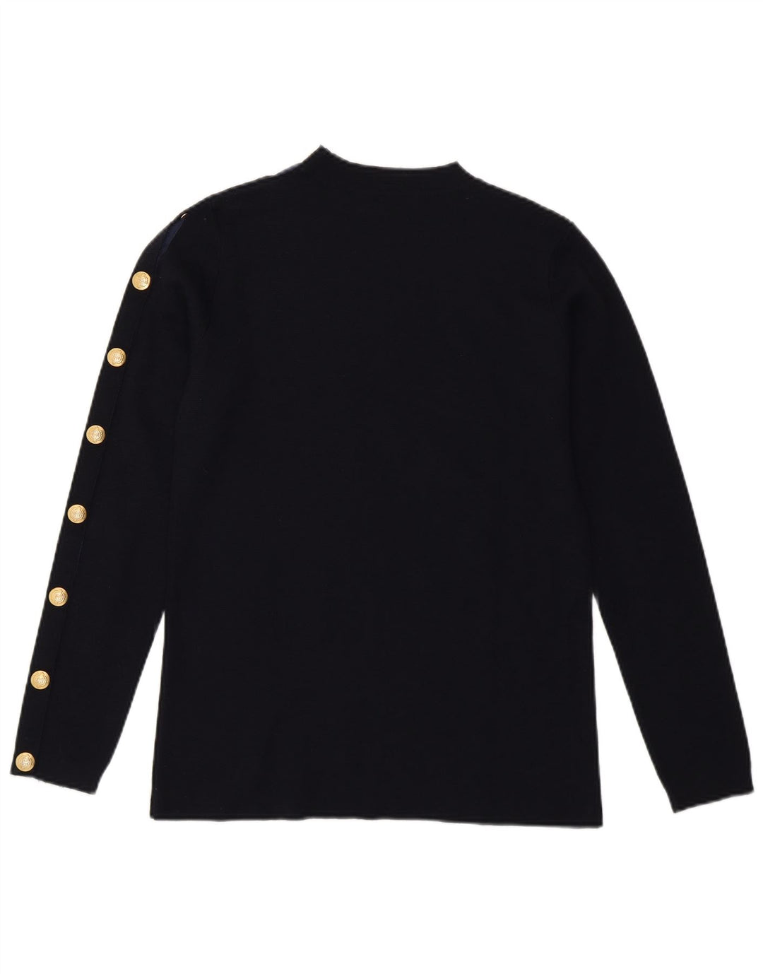 Gas Womens Button Neck Jumper Sweater UK 10 Small Navy Blue