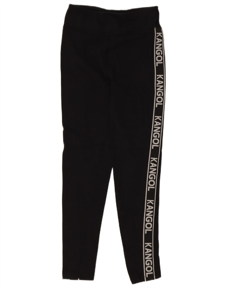 Kangol Womens Graphic Leggings UK 12 Medium Black Cotton