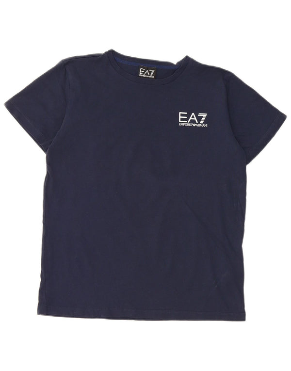 EMPORIO ARMANI Boys Graphic T-Shirt Top 13-14 Years Navy Blue Cotton