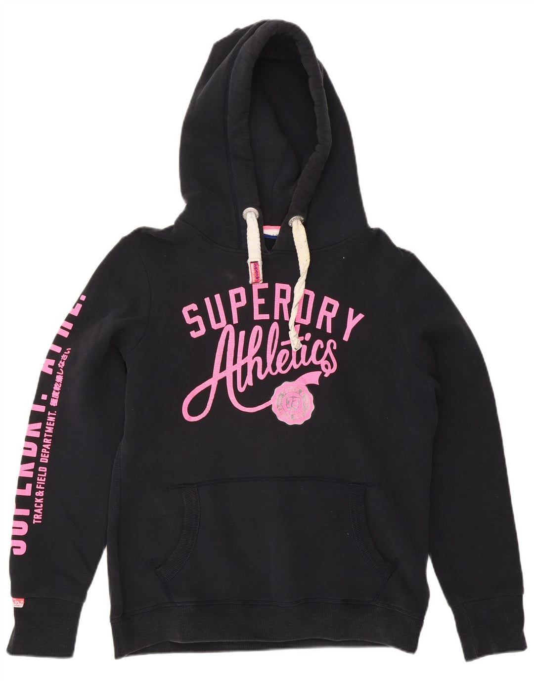SUPERDRY Womens Graphic Hoodie Jumper UK 18 XL Black Cotton