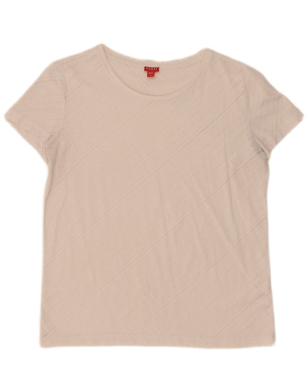 Guess Womens Graphic T-Shirt Top UK 10 Small Off White