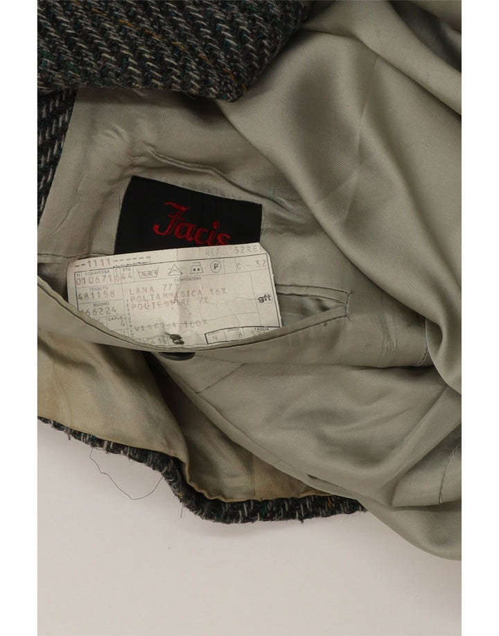 Facis Mens 2 Button Blazer Jacket IT 52 XL Grey Herringbone Wool
