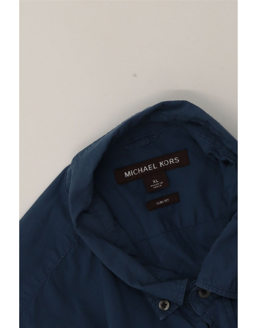 MICHAEL KORS Mens Slim Fit Shirt XL Navy Blue Vintage Michael Kors and Second-Hand Michael Kors from Messina Hembry 