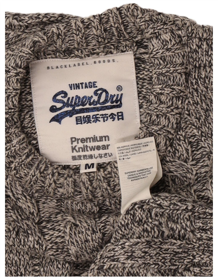 Superdry Mens Crew Neck Jumper Sweater Medium Grey Flecked Acrylic