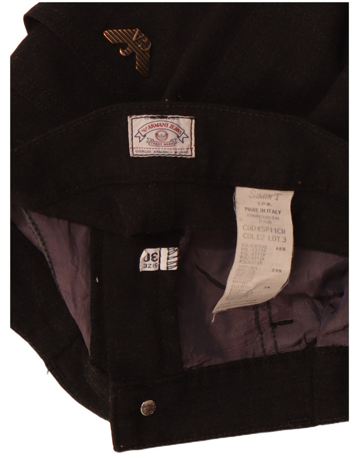 ARMANI Womens High Waist Straight Casual Trousers W30 L32 Black Polyester