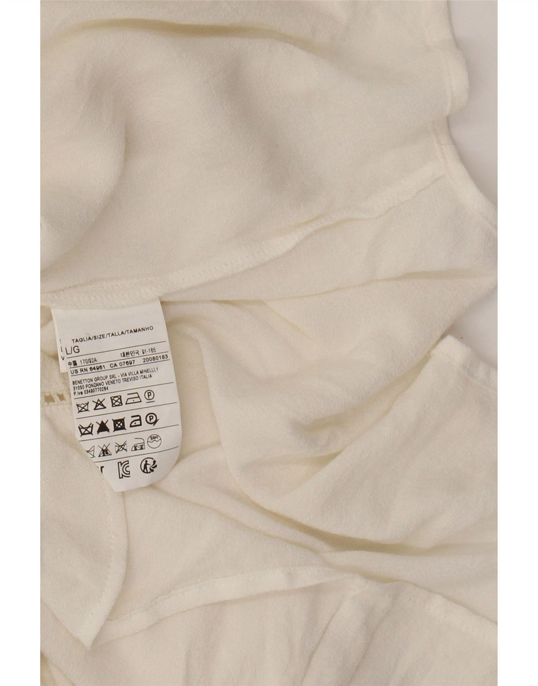 BENETTON Womens Bow Tie Shirt Blouse UK 16 Large White Colourblock Viscose