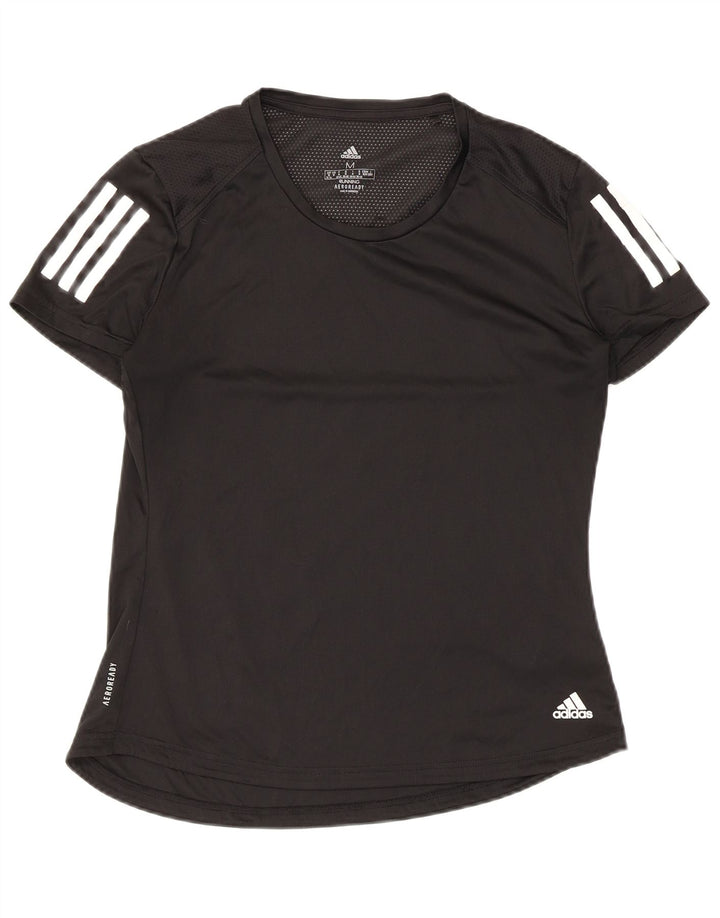 Adidas Womens Aeroready T-Shirt Top UK 12/14 Medium Black Polyester