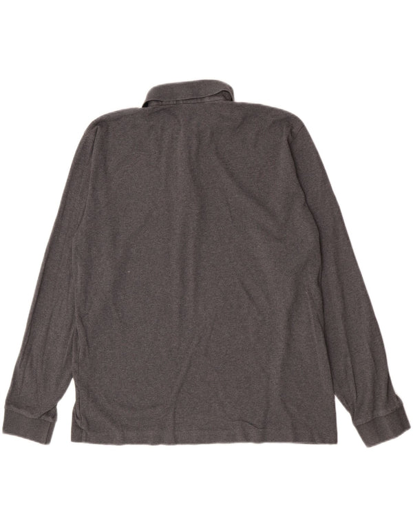 Hugo Boss Mens Long Sleeve Polo Shirt Large Grey Cotton