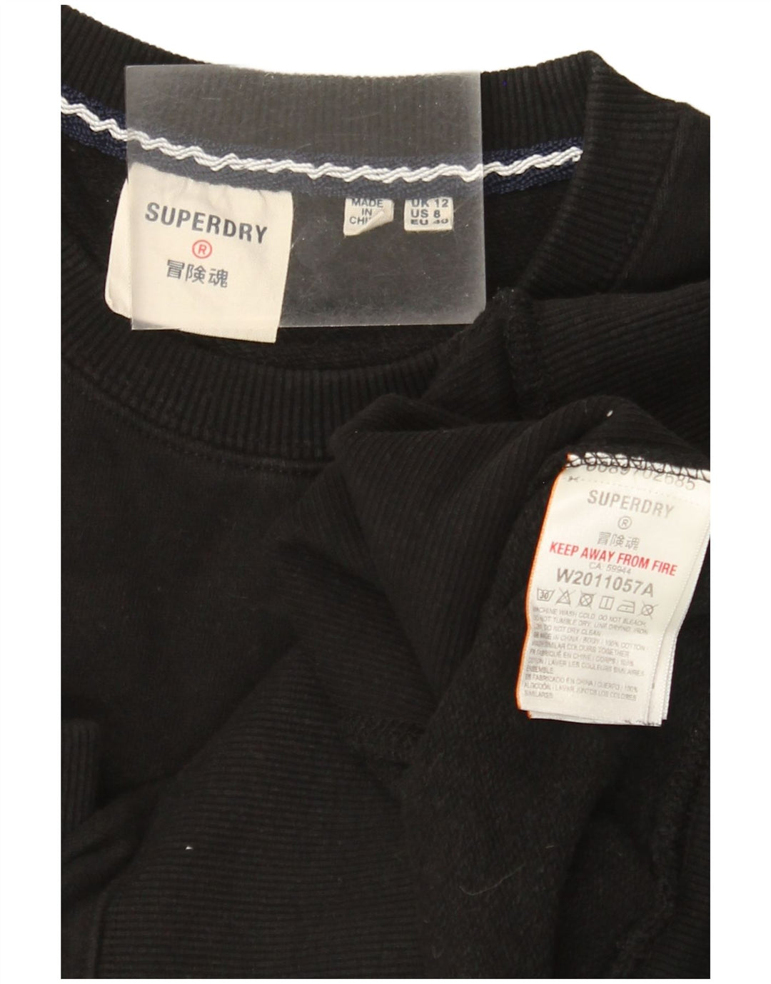 Superdry Womens Graphic Sweatshirt Jumper UK 12 Medium Black Colourblock