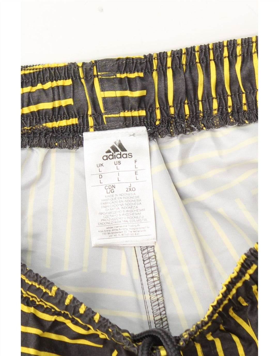 ADIDAS Mens Swimming Shorts Large Yellow Striped Polyester