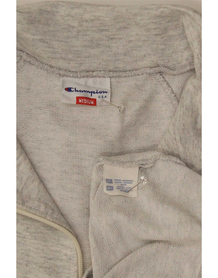 Champion Mens Graphic Zip Neck Sweatshirt Jumper Medium Grey Colourblock