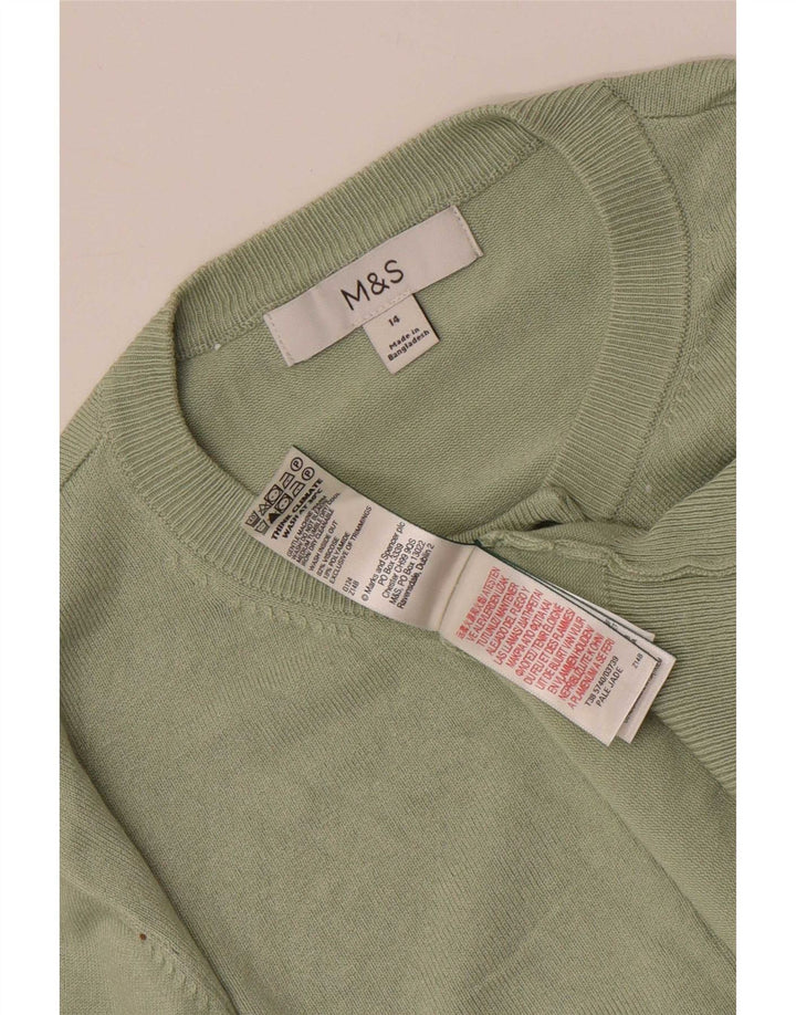 Marks & Spencer Womens Cardigan Sweater UK 14 Medium Green Viscose
