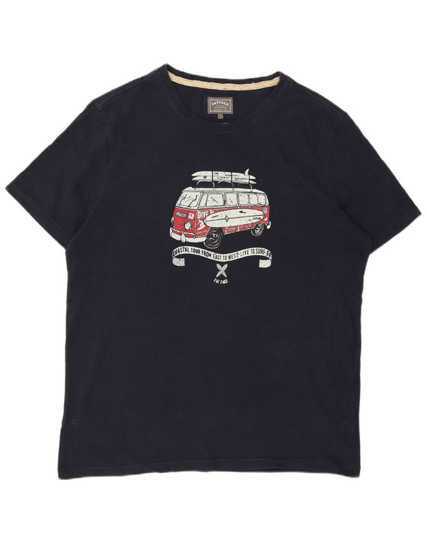 Fat Face Mens Graphic T-Shirt Top Large Navy Blue Cotton