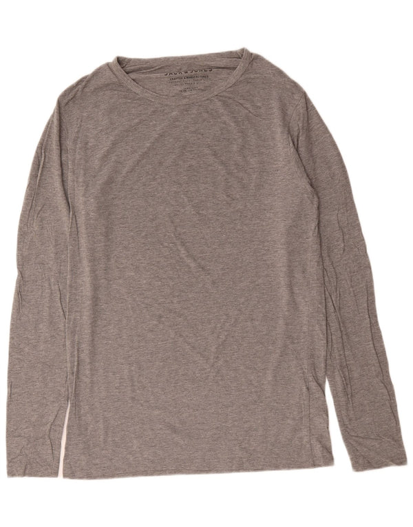 Jack & Jones Mens Top Long Sleeve Large Grey Cotton