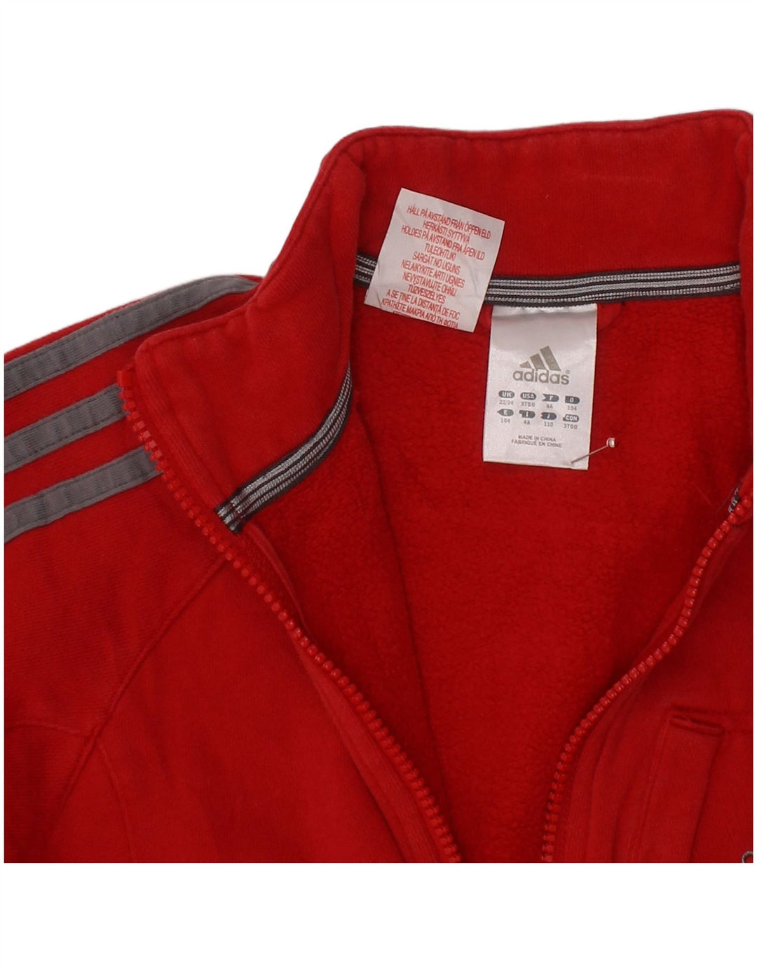 ADIDAS Boys Tracksuit Top Jacket 3-4 Years Red Cotton