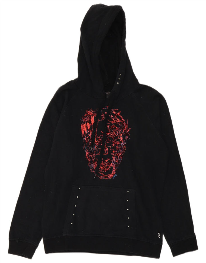 Vans Womens Graphic Hoodie Jumper UK 14 Medium Black