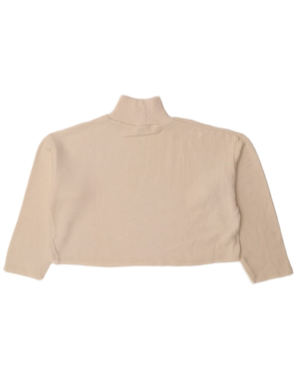 Zara Womens Crop Oversized Turtle Neck Jumper Sweater UK 10 Small Off White