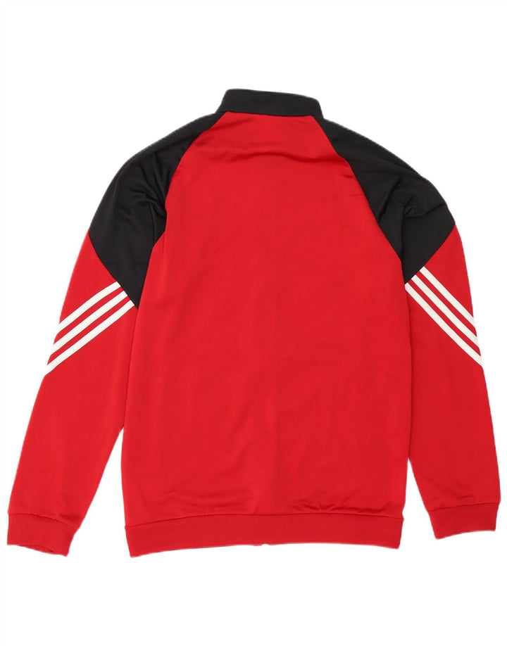 Adidas Mens Tracksuit Top Jacket Small Red Colourblock Polyester