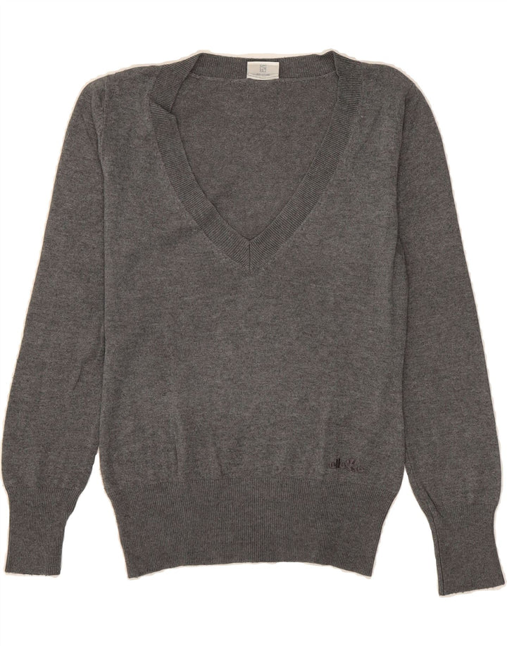 ELLESSE Womens V-Neck Jumper Sweater UK 12 Medium Grey Vintage Ellesse and Second-Hand Ellesse from Messina Hembry 