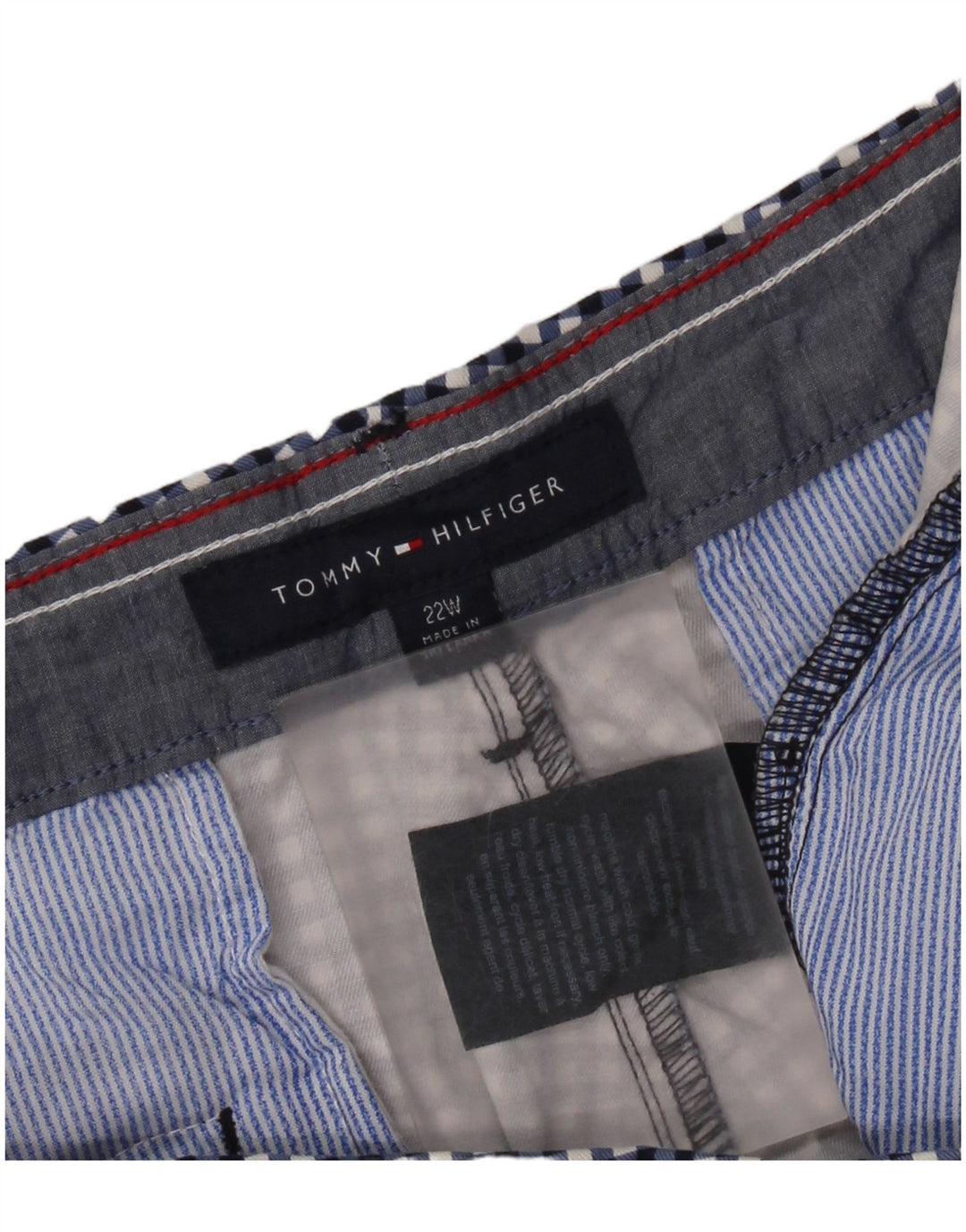 TOMMY HILFIGER Mens Cropped Trousers US 22 3XL W46 L27 Navy Blue Gingham