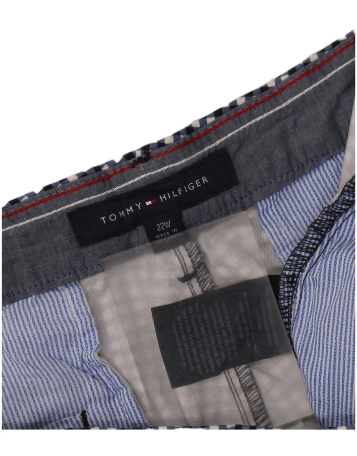 TOMMY HILFIGER Mens Cropped Trousers US 22 3XL W46 L27 Navy Blue Gingham
