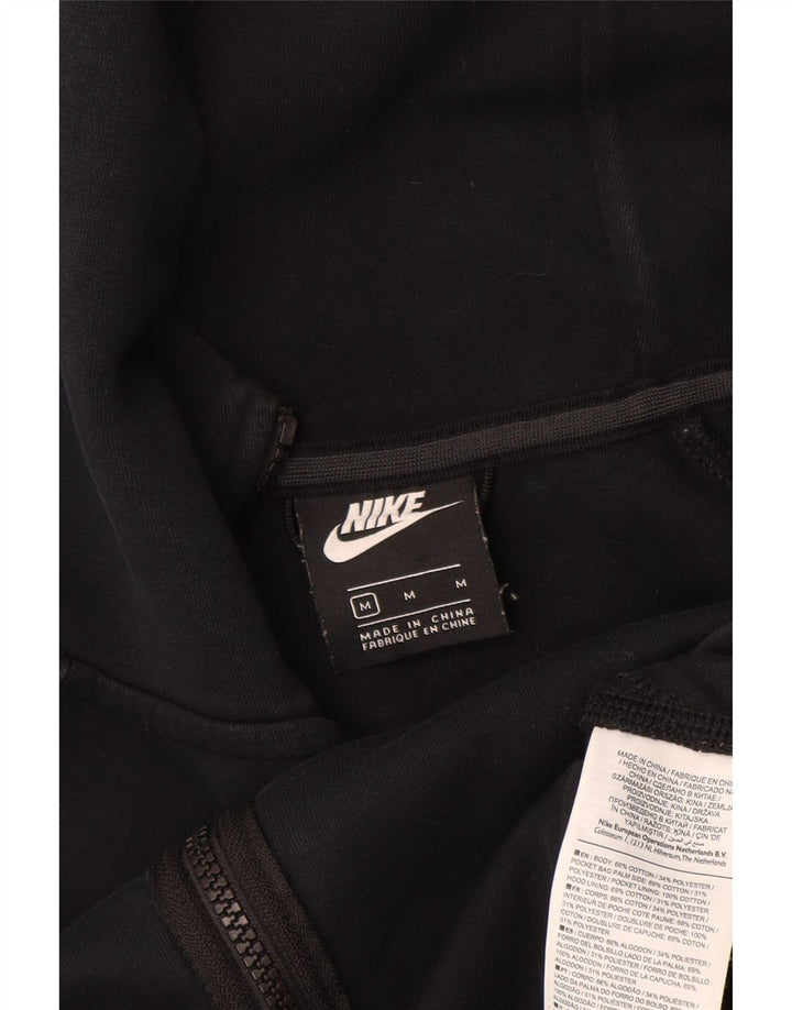 NIKE Mens Zip Hoodie Sweater Medium Black Cotton