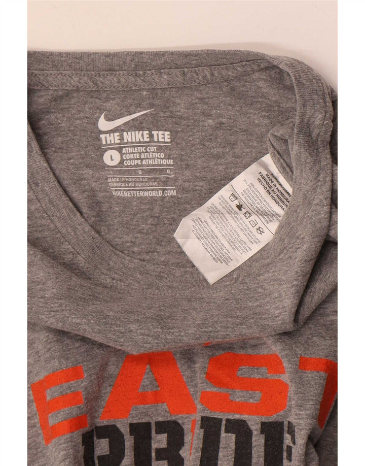 Nike Mens Athletic Cut Graphic Top Long Sleeve Large Grey Cotton
