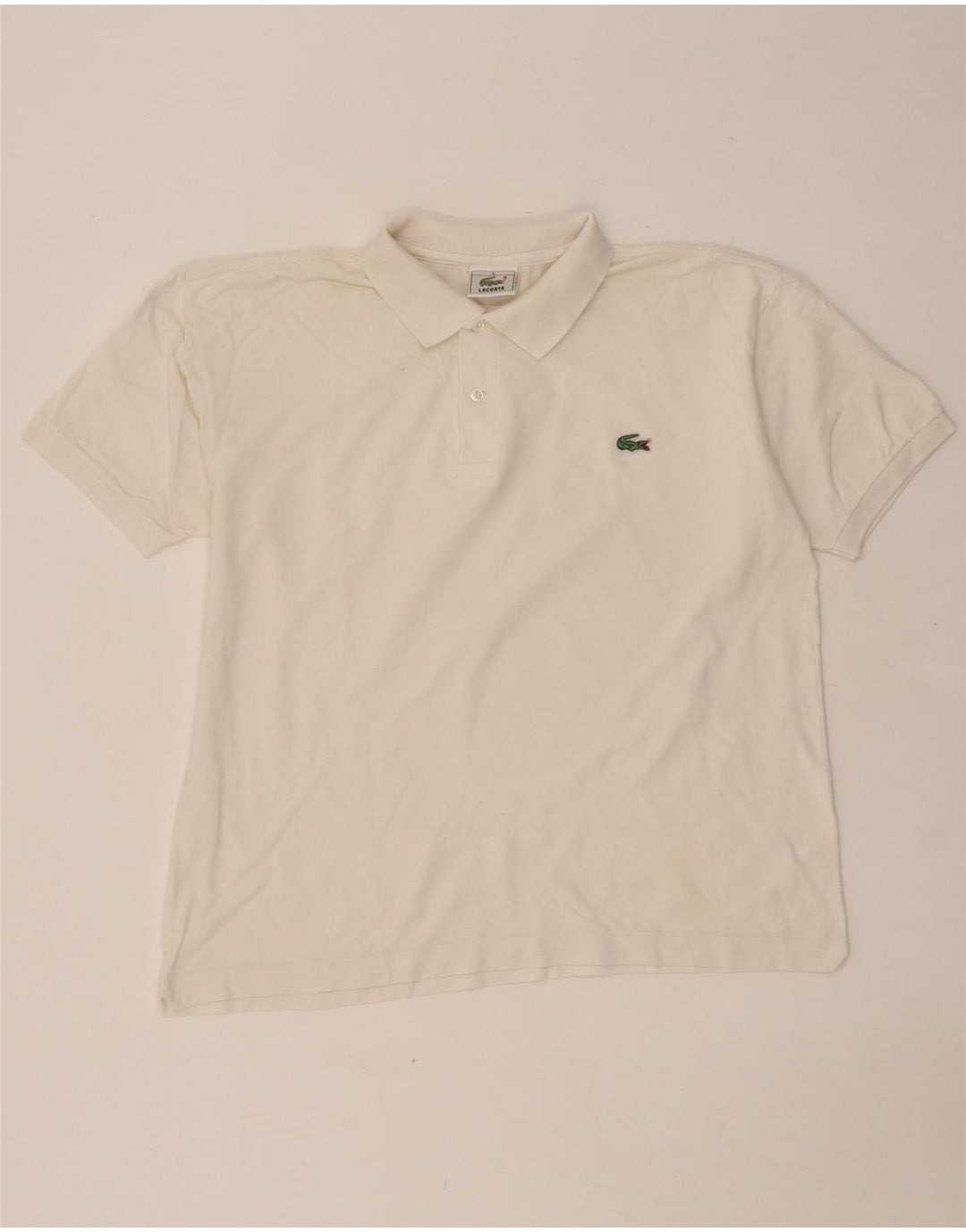 LACOSTE Mens Polo Shirt Size 4 Medium White Cotton
