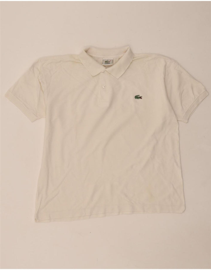LACOSTE Mens Polo Shirt Size 4 Medium White Cotton
