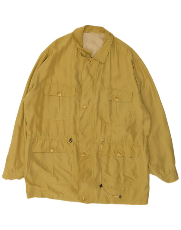 Vintage Mens Utility Jacket UK 44 2XL Yellow Silk