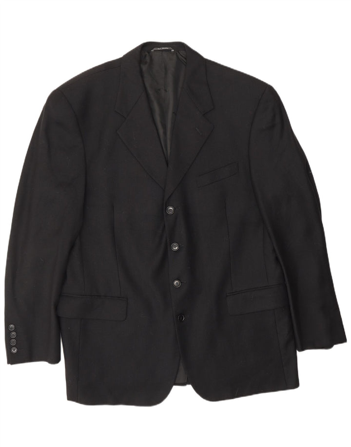 BIAGIOTTI Mens 4 Button Blazer Jacket IT 54 2XL Black Wool