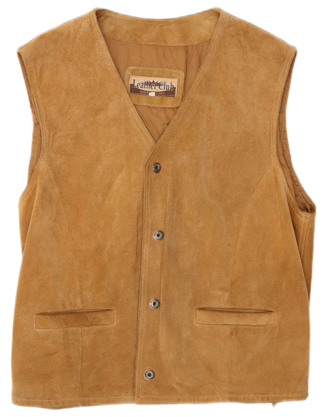 VINTAGE Mens Suede Waistcoat IT 50 Medium Beige Leather