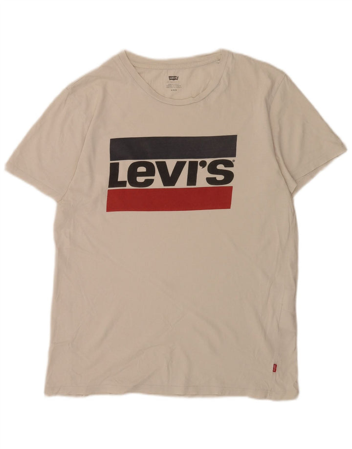 Levi's Mens Graphic T-Shirt Top Medium White Colourblock Cotton