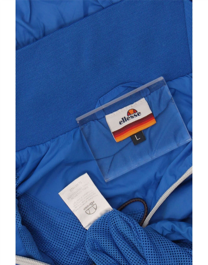 ELLESSE Mens Hooded Rain Jacket UK 40 Large Blue Nylon