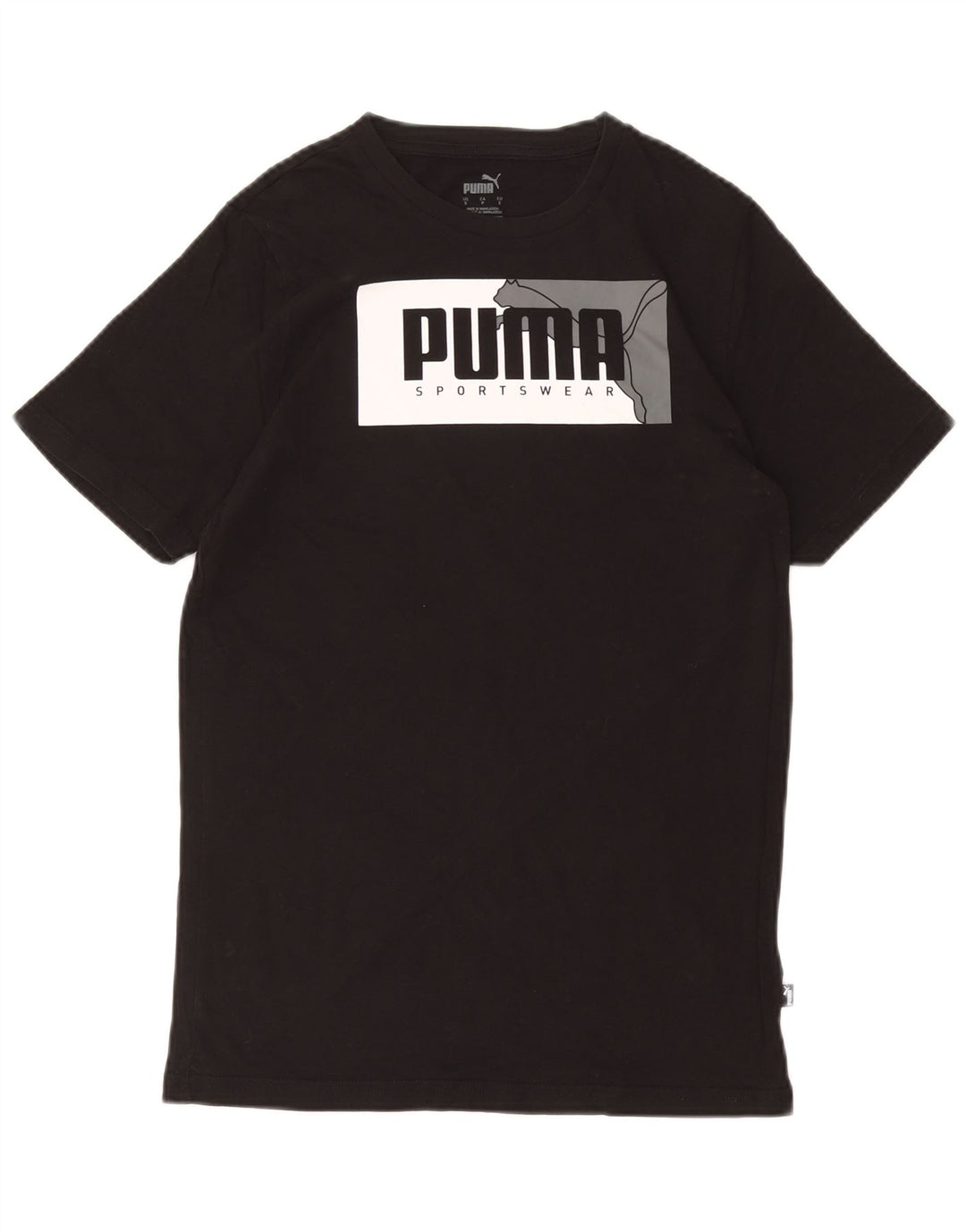PUMA Mens Graphic T-Shirt Top Small Black Cotton