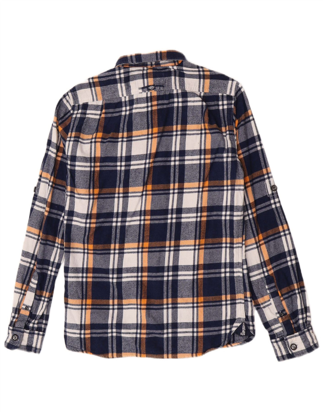 Superdry Mens Flannel Shirt Medium Navy Blue Check Cotton