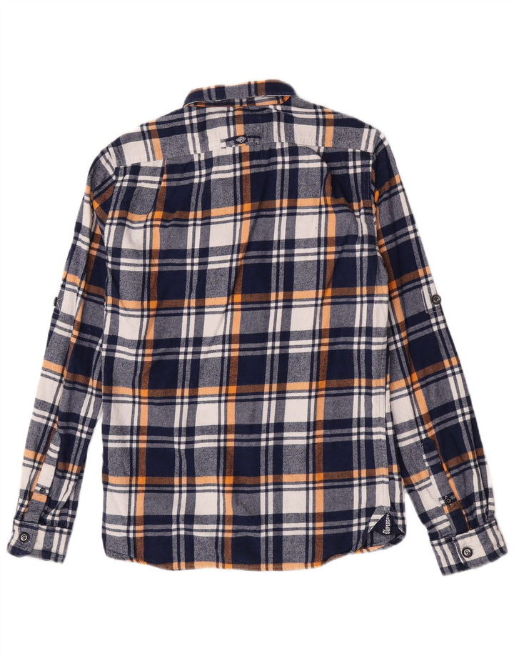 Superdry Mens Flannel Shirt Medium Navy Blue Check Cotton