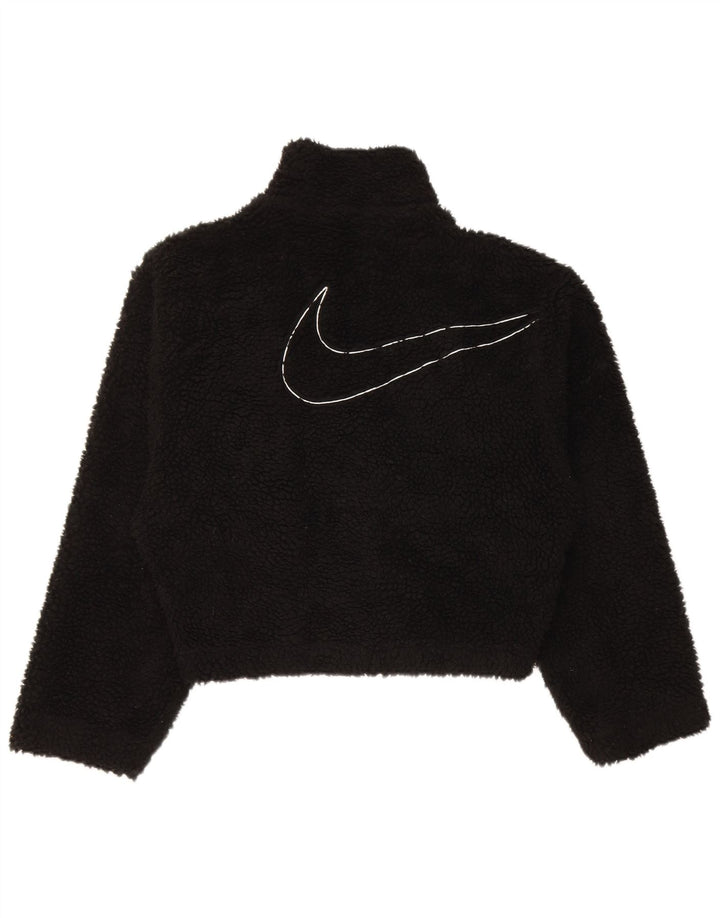 Nike Womens Graphic Oversized Fleece Jacket UK 6 XS Black Polyester