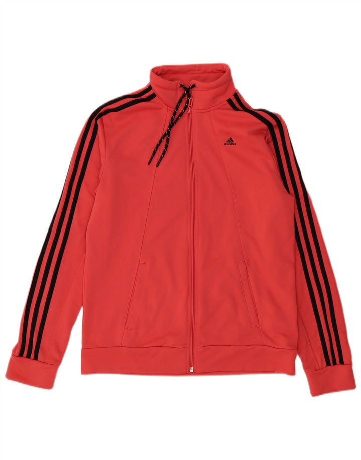 Adidas Womens Climalite Tracksuit Top Jacket UK 16/18 Large Red Polyester